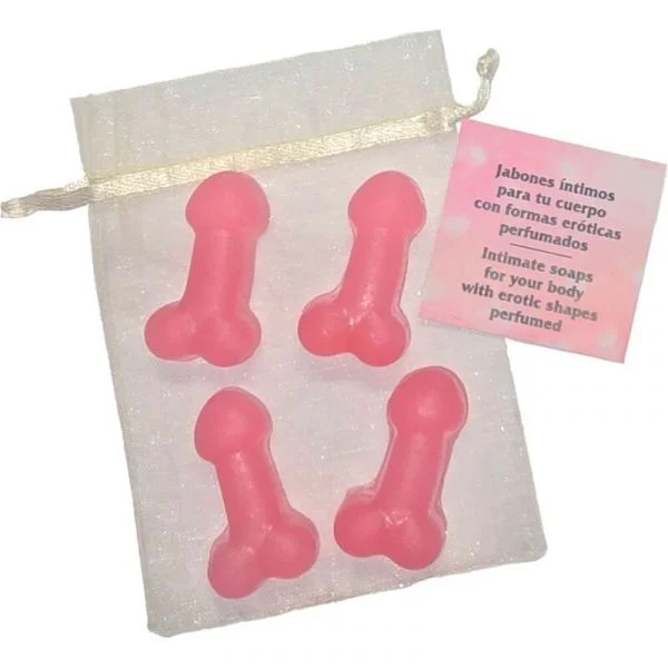 Diablo Picante 4 Mini Sabonetes Perfumados em Forma de Pênis Rosa