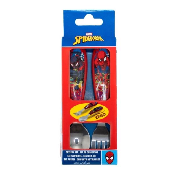 Disney Spiderman Conjunto Talheres Metálicos Colher e Garfo