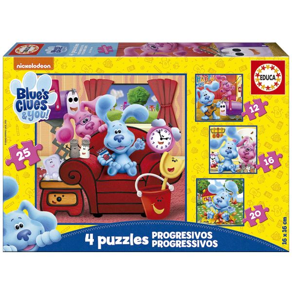 Educa Puzzle Progressivo - Blue's Clues & You 12-16-20-25 Peças (4x Puzzles) - 19398