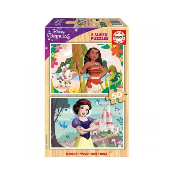 Educa Puzzle 2x50 Peças Madeira - 19961 - Princesas