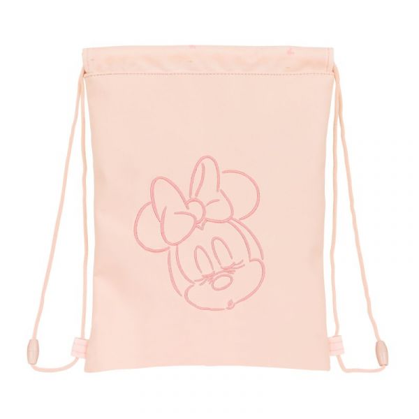 Saco Mochila com Cordas Minnie Mouse Cor de Rosa (26 x 34 x 1 cm)