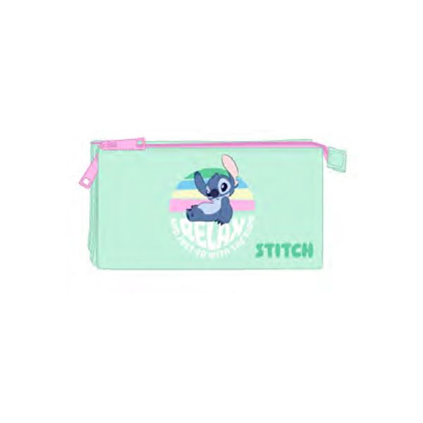 Safta Estojo Triplo Escolar Relax Stitch