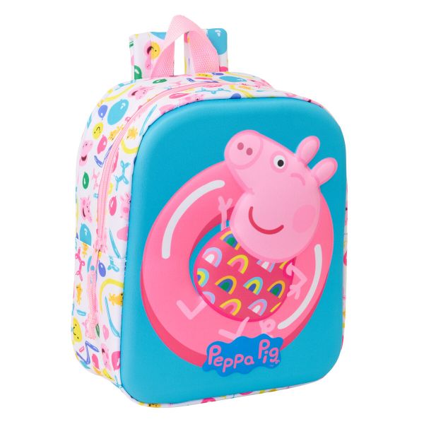 Safta Mochila Peppa Pig 27cm Azul Branco Cor de Rosa