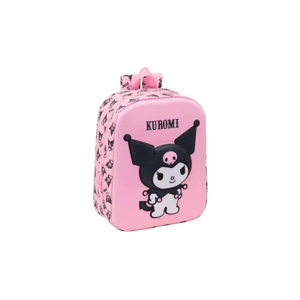 Safta Mochila Kuromi Hello Kitty 27cm Rosa e Preto