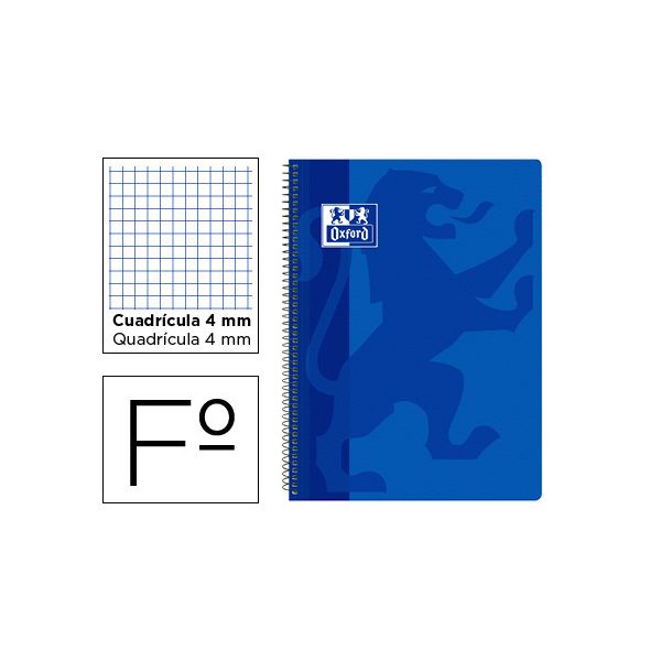 Oxford Caderno Espiral School Classic Capa Polipropileno 80 Fls Quadriculadas 4 mm Margem Azul Marinho
