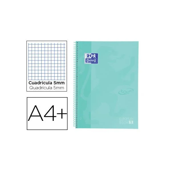 Oxford Caderno Espiral Ebook 1 School Touch A4+ 80F Quadricula 5 mm C/ Margem Mint Pastel - OFF154796CE