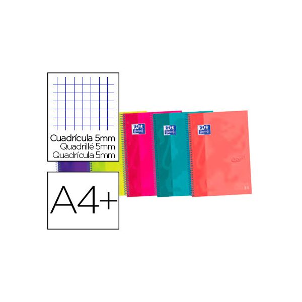 Oxford Caderno Espiral Ebook 5 Capa Extradura Din a4+ 120 F Quadricula 5 mm Cores Sortidas Touch