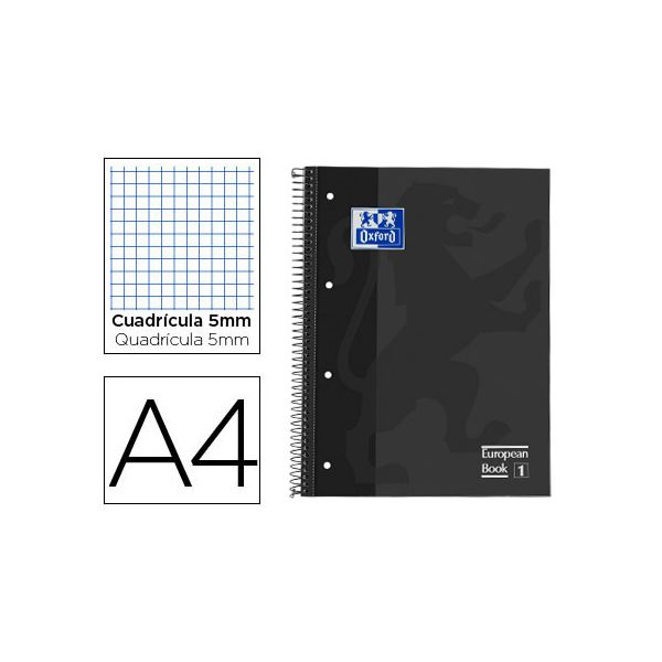 Oxford Caderno A4 Classic EuropeanBook Quadriculado 80Fls Preto 1 Un.