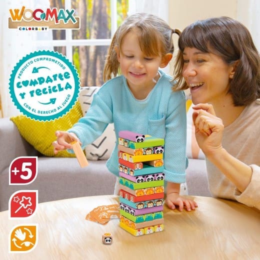 ColorBaby Jenga Torre de Blocos de Madeira Animais 5+