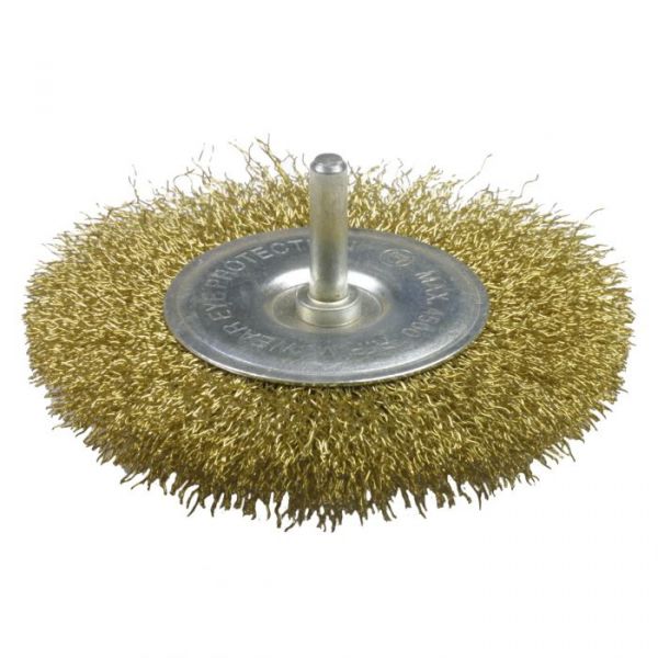 Amig Escova Circular Arame Latonado, Espigao ø 6 mm, 4H X 60 X 0,3 X 15 mm Mod. 34730