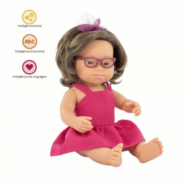 Miniland Boneca Caucasiana Synd.down com Óculos 38 cm