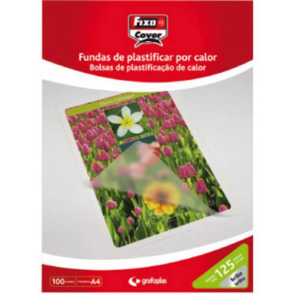 Fixo Capas de Plastificar 125 Mícrons A4 Brilhante Caixa de 100