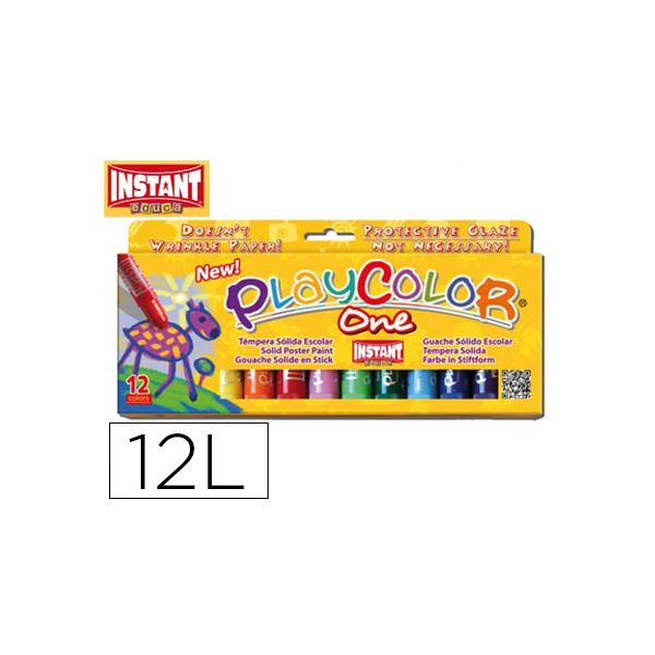 Instant 12 un. Guaches Sólidos Escolares Playcolor One - 10731