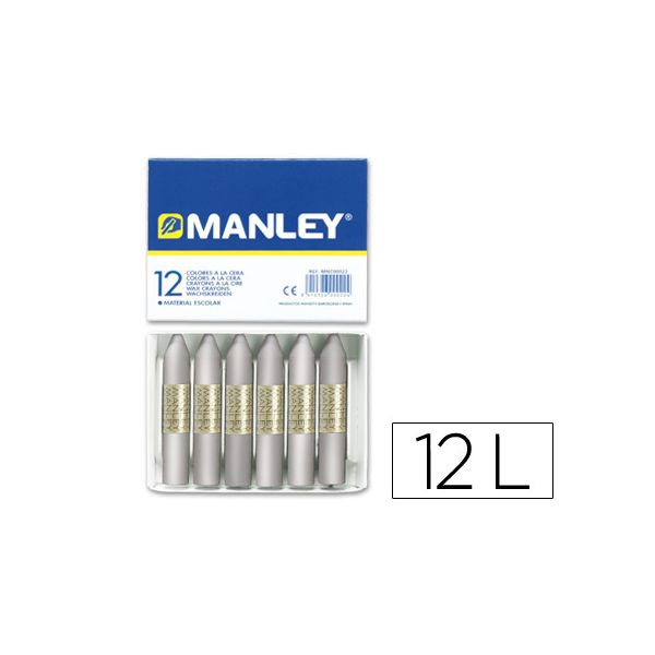 Manley Lápis de Cera 75 Prateado 12 un.