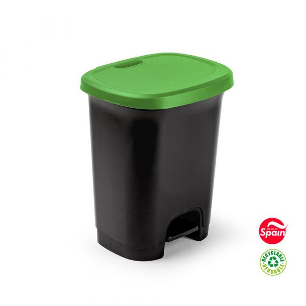 PlasticForte Contentor Lixo Pedal 27L Preto/Verde