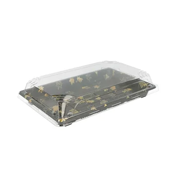 Caixa Plástico Sushi c/ Tampa 22x14x4cm Preto 50un