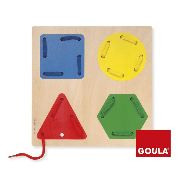 Jogo de enfiar figuras geométricas Goula