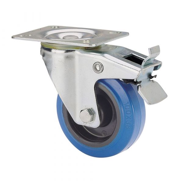 Ruedas Alex Roda Giratória Borracha Poliamix Azul 130kg Ø 12,5cm