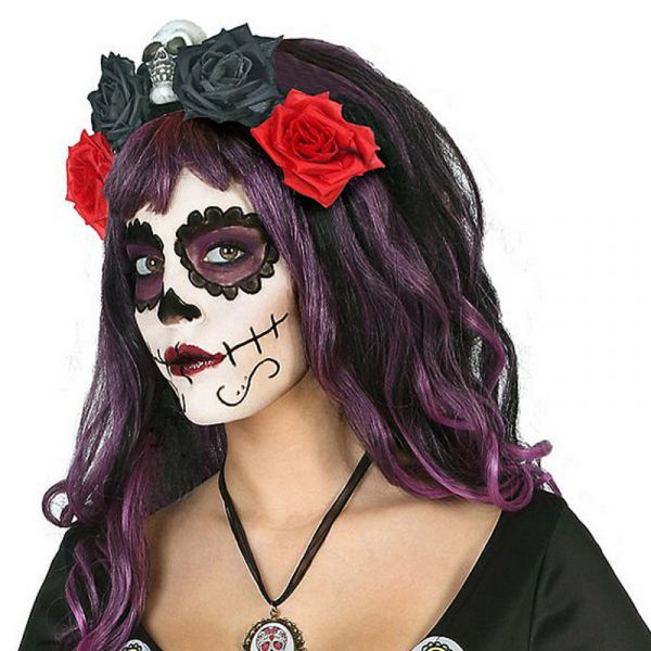 Diadema Caveira Preto Vermelho