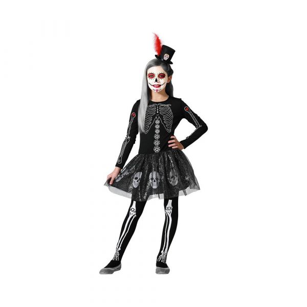Atosa Skeleton Skirt Child Girl Custom Preto 10-12 Anos