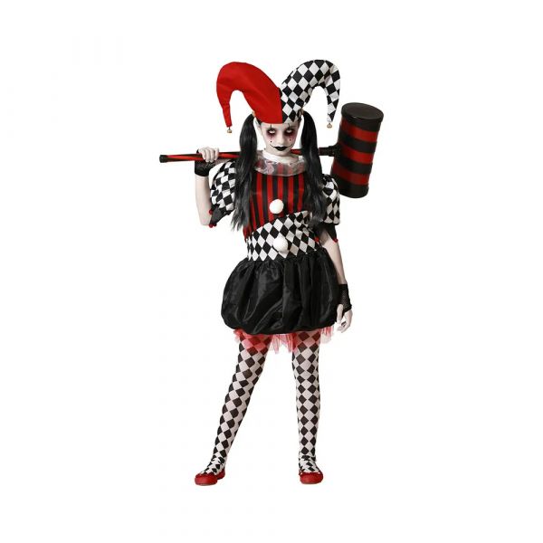 Atosa Fantasia De Menina Harlequin Para O Halloween 10-12 Anos Red