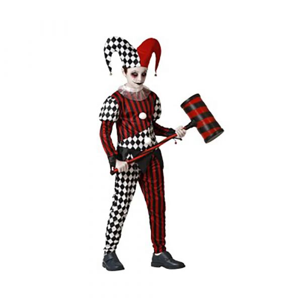Atosa Fantasia De Arlequim Sinistro Para Crianças 10-12 Anos Black / Red / White
