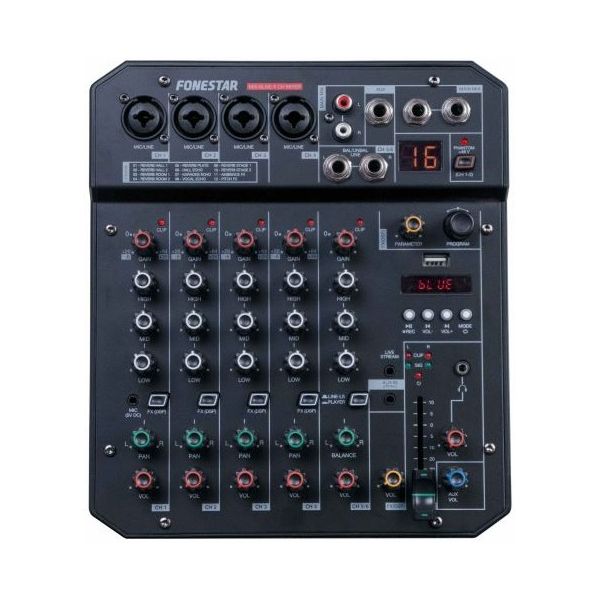 Fonestar Mesa de Mistura 6 Canais C/ Função Live Streaming + Gravador usb - MIX-6LIVE