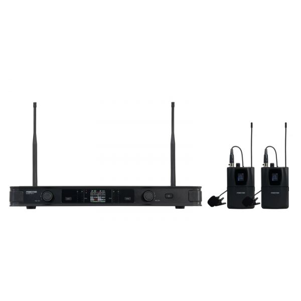 Fonestar Central 2x Microfone Lapela Bodypack s/ Fios UHF ID Pilot e Diversity - SONAIR-PRO-2P