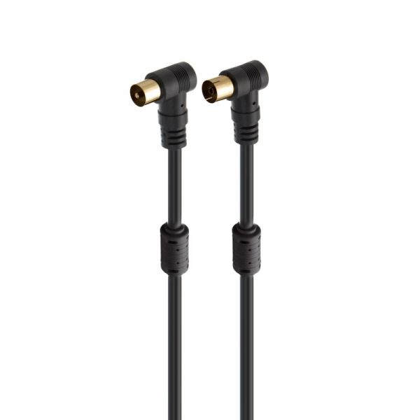 Fonestar Cabo Coaxial Macho - Coaxial Fêmea 1,5m Angular Preto - ANT-NE-A
