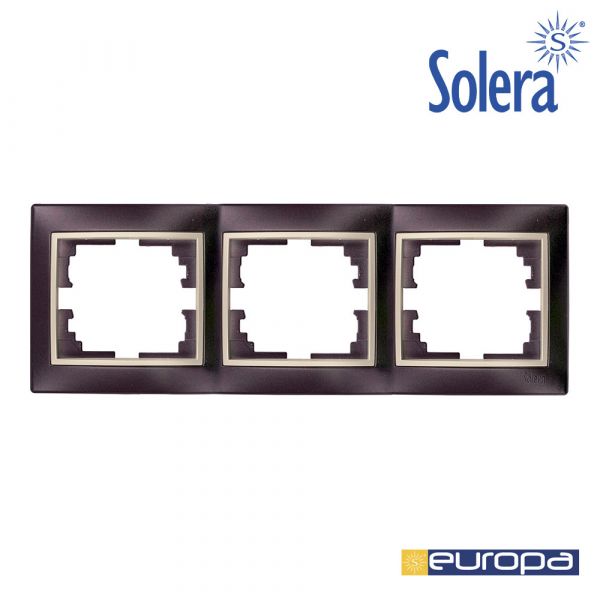 Solera Moldura para 3 Elementos Horizontal Preta e Aro P. - EDM42959