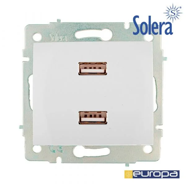 Solera Carregador usb Duplo 230V 5V 4200MA Branco ERP2USB S. Europa