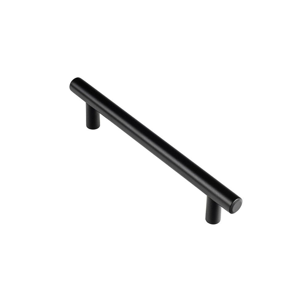 Blíster com 4 puxadores para móveis tipo asa. fabricado em inox e acabamento preto mate. mod. 891h entre pontos 128mm. rei