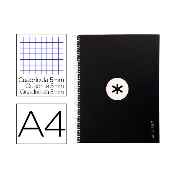 Antartik Caderno Quadriculado A4 Espiral 80 Folhas Preto