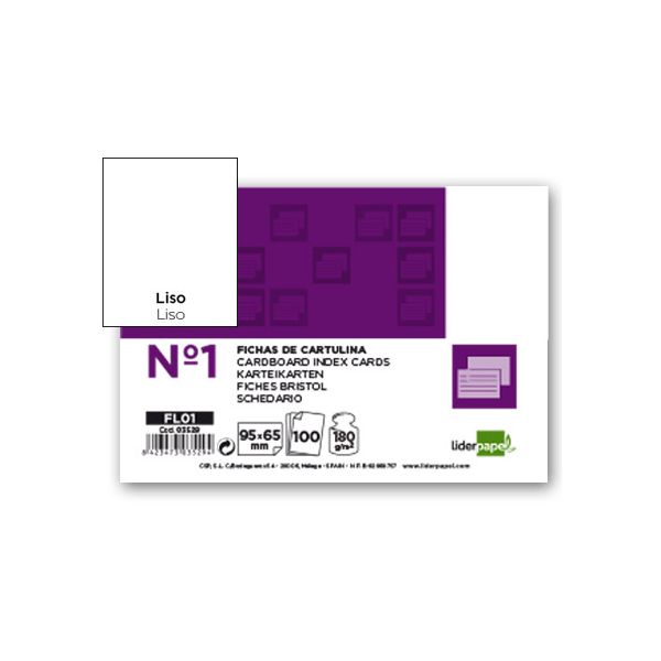 LiderPapel 100 Un. Fichas Cartolina 65x95mm Liso - FL01