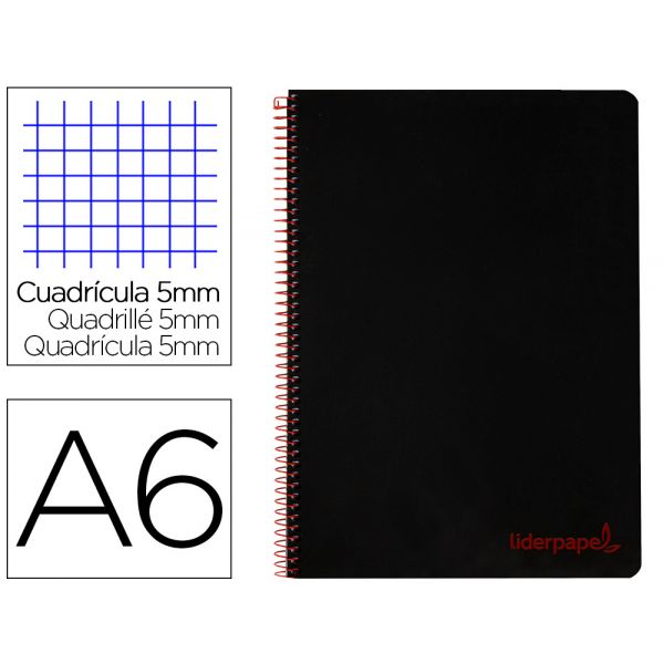 Liderpapel Caderno Quadriculado A6 Espiral 120 Folhas Preto