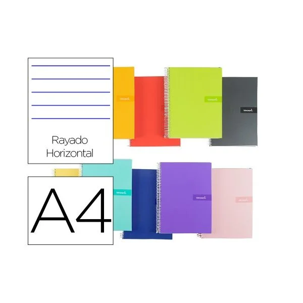 LiderPapel Caderno Pautado A4 Espiral 80 Folhas Cores Sortidas