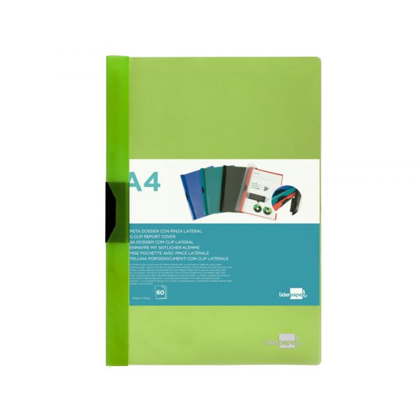 LiderPapel Classificador Clip Lateral Verde Translúcido 60 Folhas