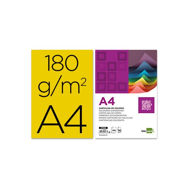 LiderPapel 100 Fls Cartolina A4 180g/mì Dourado - CT19