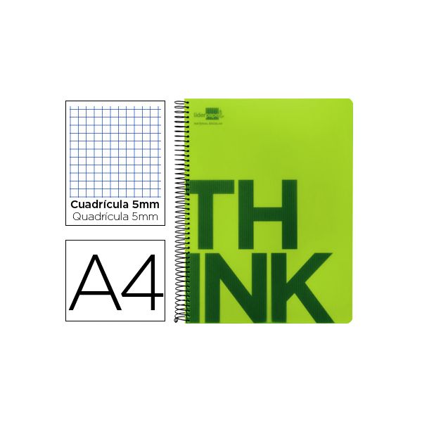 LiderPapel Caderno Espiral A4 Think Quadriculado Verde - BA17