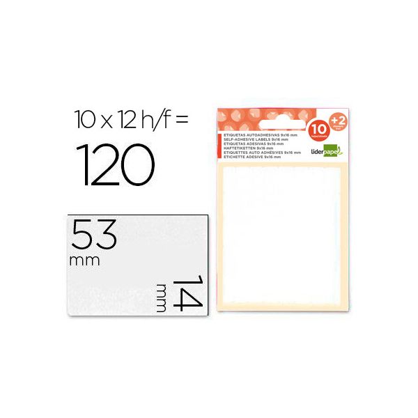 LiderPapel Etiquetas Adesivas 14x53mm 10 + 2 Fls - ET06