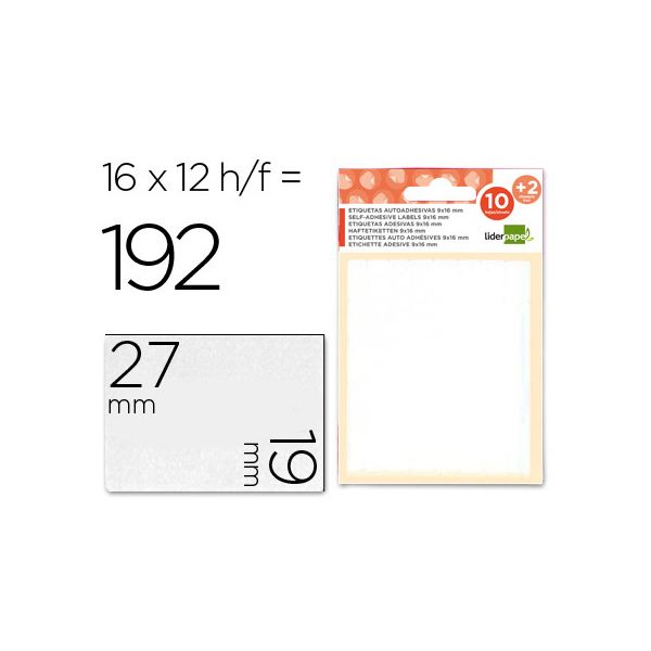 LiderPapel Etiquetas Adesivas 19x27mm 10 + 2 Fls - ET08