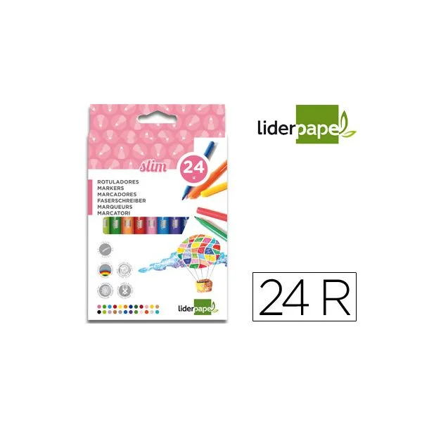 Liderpapel Marcador Feltro Slim Caixa 24 Cores