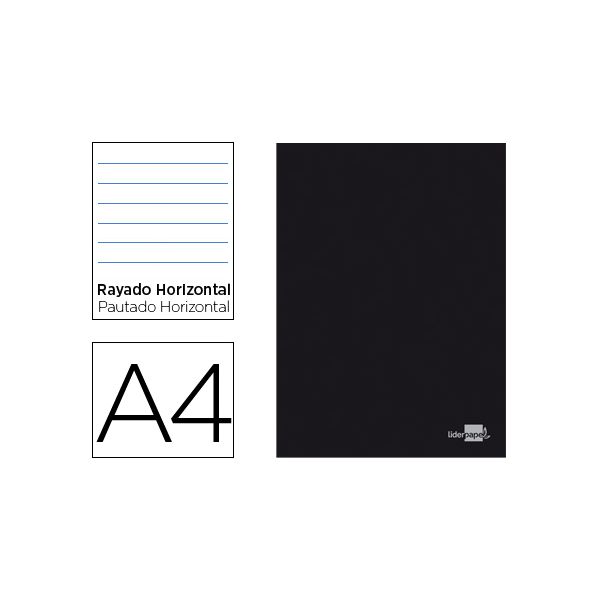 Liderpapel Caderno A4 Capa Preta Pautado 80 Fls - LA13