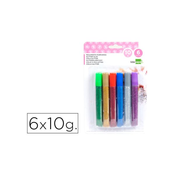 Liderpapel Purpurina Cola Fantasia Cores Metálicas Blister 6un - PU14