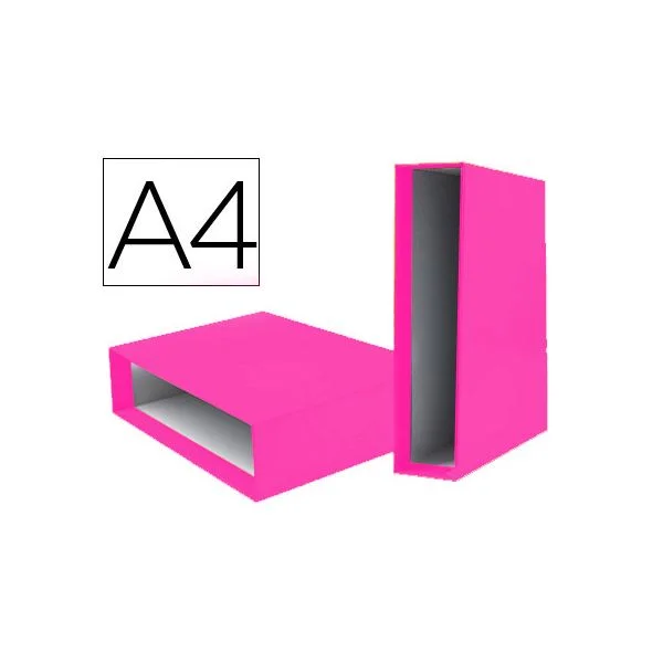 Liderpapel Caixa p/ Pasta de Arquivo de Alavanca em Cartão Din A4 Lombada 75mm Rosa - OFF064589CE