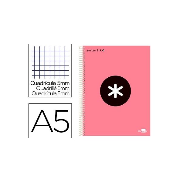 Antartik Caderno Espiral A5 Quadriculado Capa Dura 120F. 100GRS. C/6 Furos Coral KD89