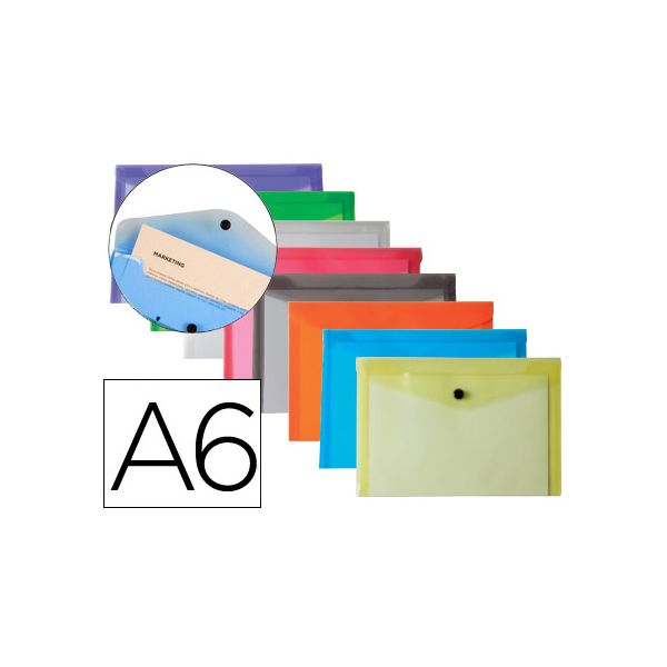 Liderpapel 12 un. Bolsas Porta-Documentos A6 c/ Mola Sortido - DS59