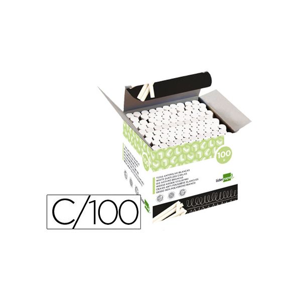 Liderpapel Caixa 100 Paus de Giz Anti-pó Branco - TZ10