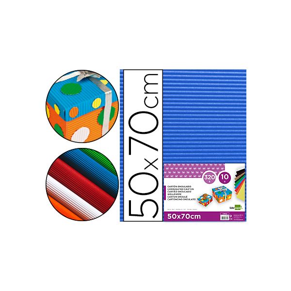 LiderPapel Cartolina Ondulada 50x70cm 320g Azul 10 Un.