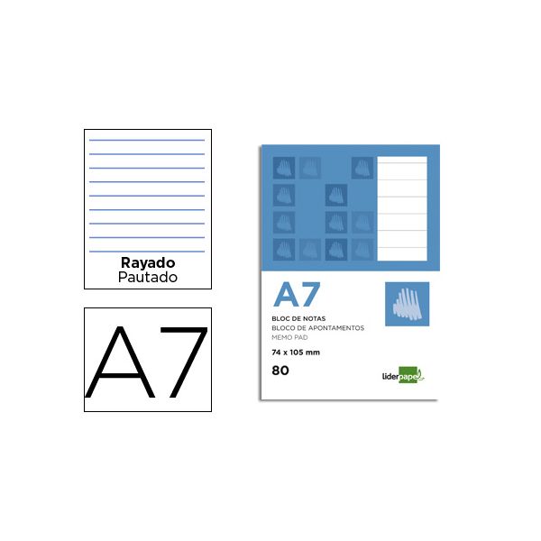 LiderPapel Bloco de Apontamentos A7 DIN Pautado 80 Fls - BN11